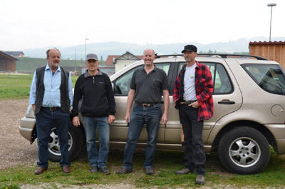 26. April, Abfahrt in Scharnstein, v.l. Leopold Rathberger,Max W�hrer, Bruno Iraschek, Gustav Mahringer. Foto: Nikolaus W�hrer